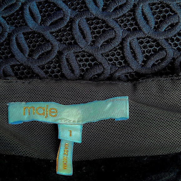 MAJE Black Ringo Basket Weave Lace Flare Dress Small, 1 - Picture 8 of 10